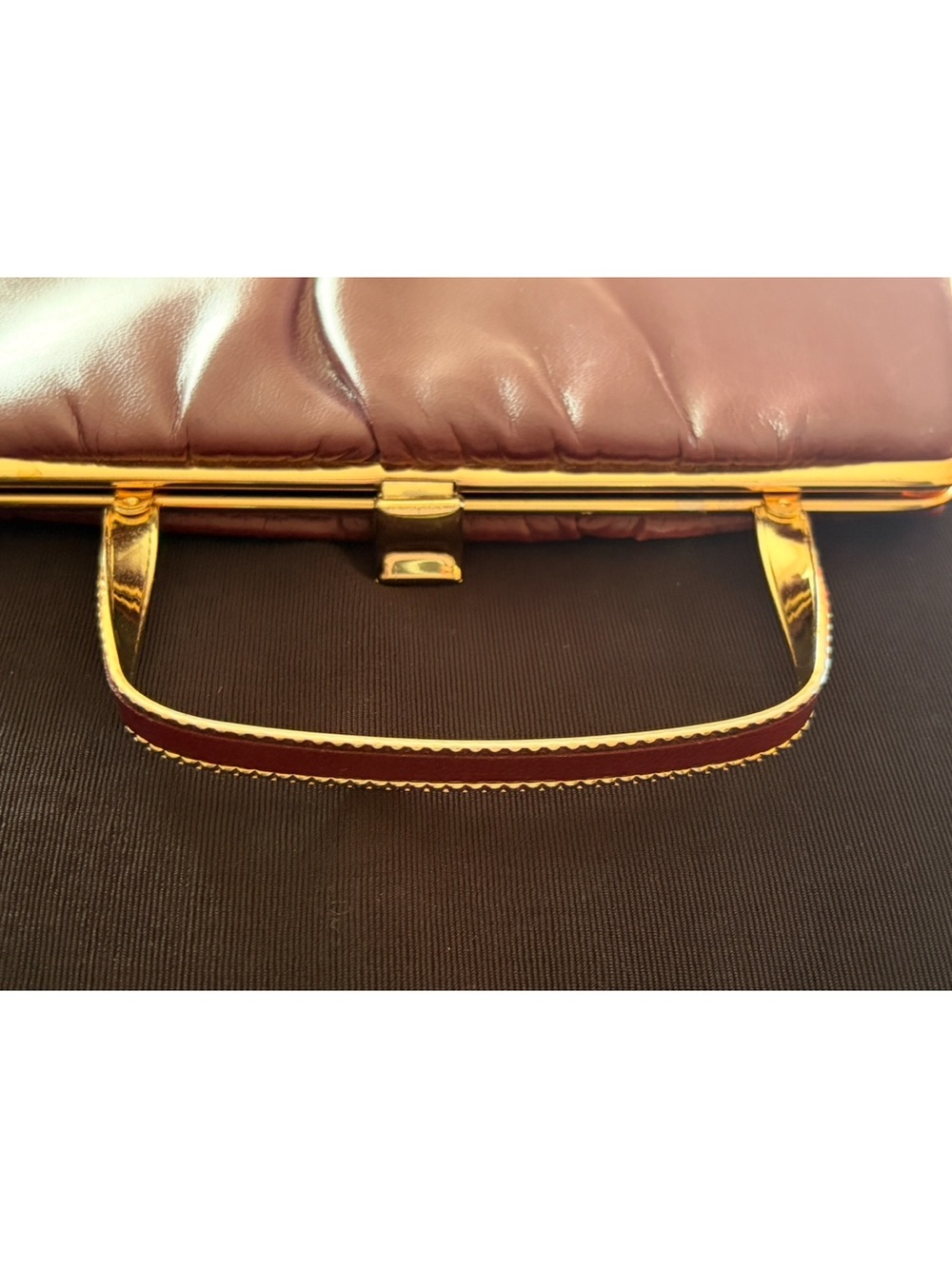 Vintage Ande Purse Enameled Gold Twist Handle Handbag with Gold Hardware Coin - Picture 3 of 5
